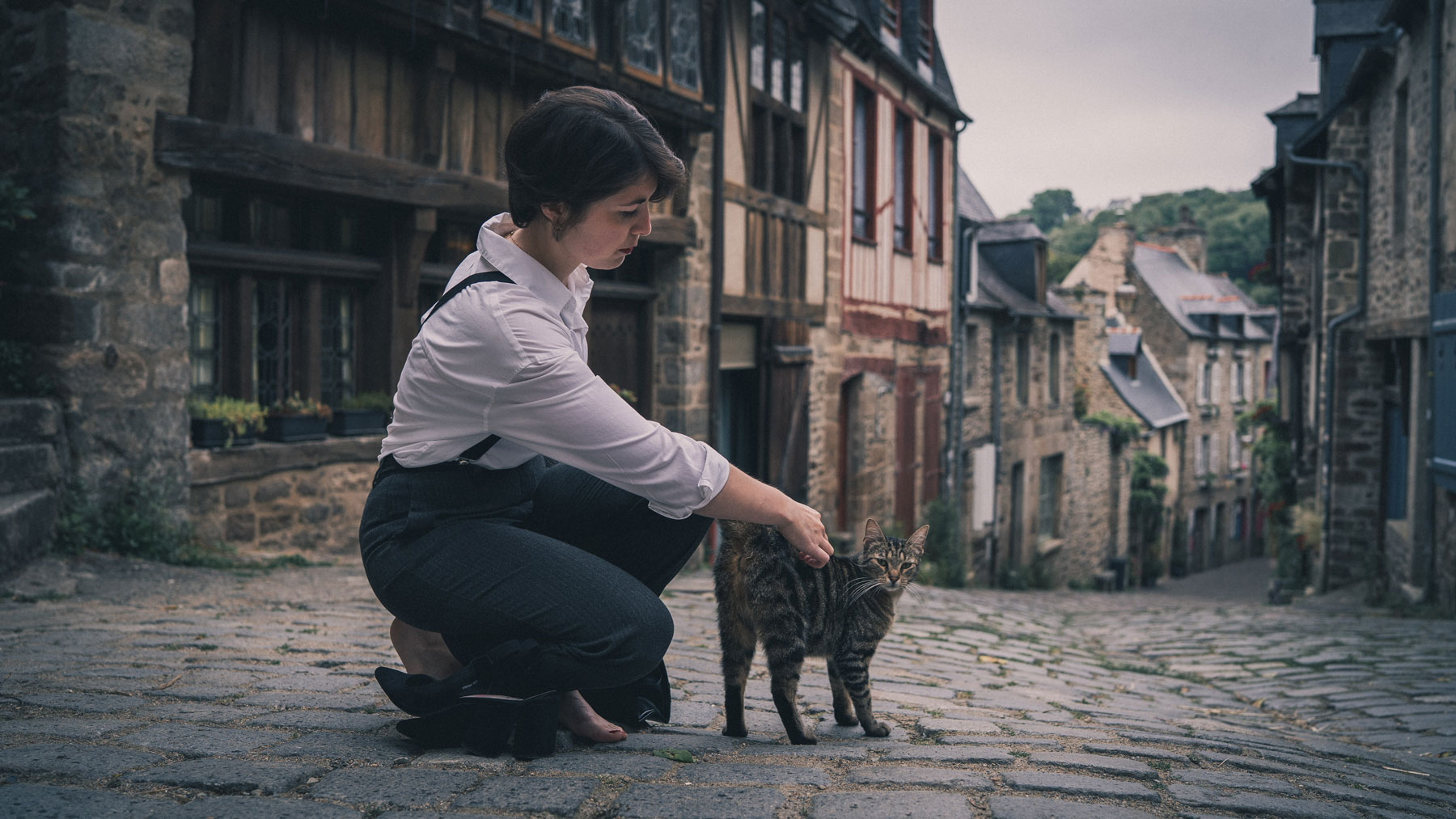 Séance photo dans la rue du Jerzual à Dinan